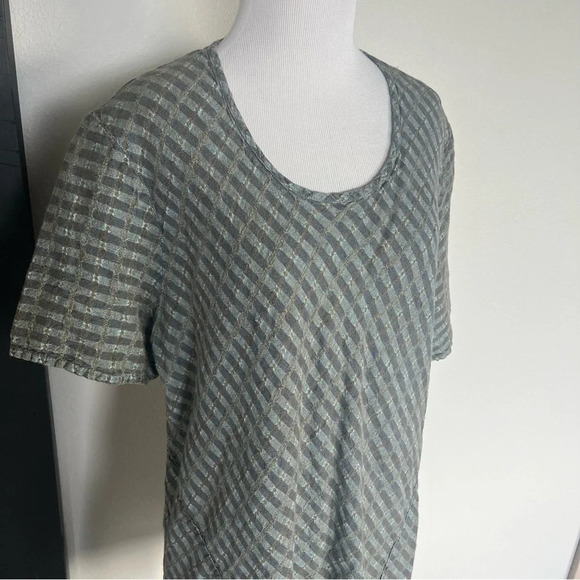 FLAX Linen Printed Tunic Green Casual Minimalist Women’s Large - Picture 3 of 8